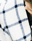 NAVY PLAID SWADDLE - Tnee's