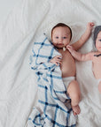 NAVY PLAID SWADDLE - Tnee's