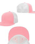 Pink Youth Kids Trucker Snapback Hats High Profile 6 Panel Flat Bill Caps - Tnee's