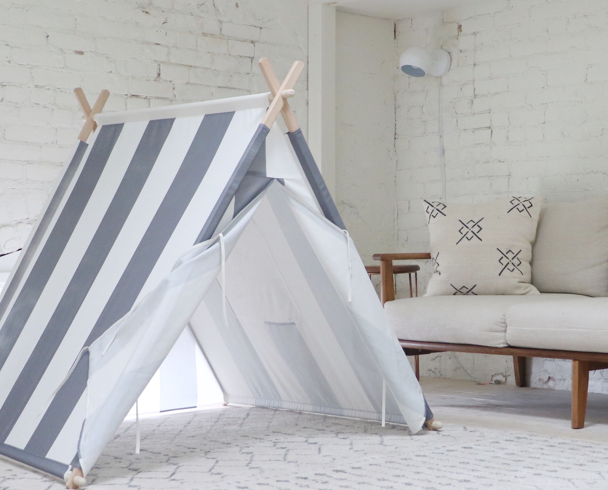 Gray/White Striped Tnee's A-frame Tent - Tnee's