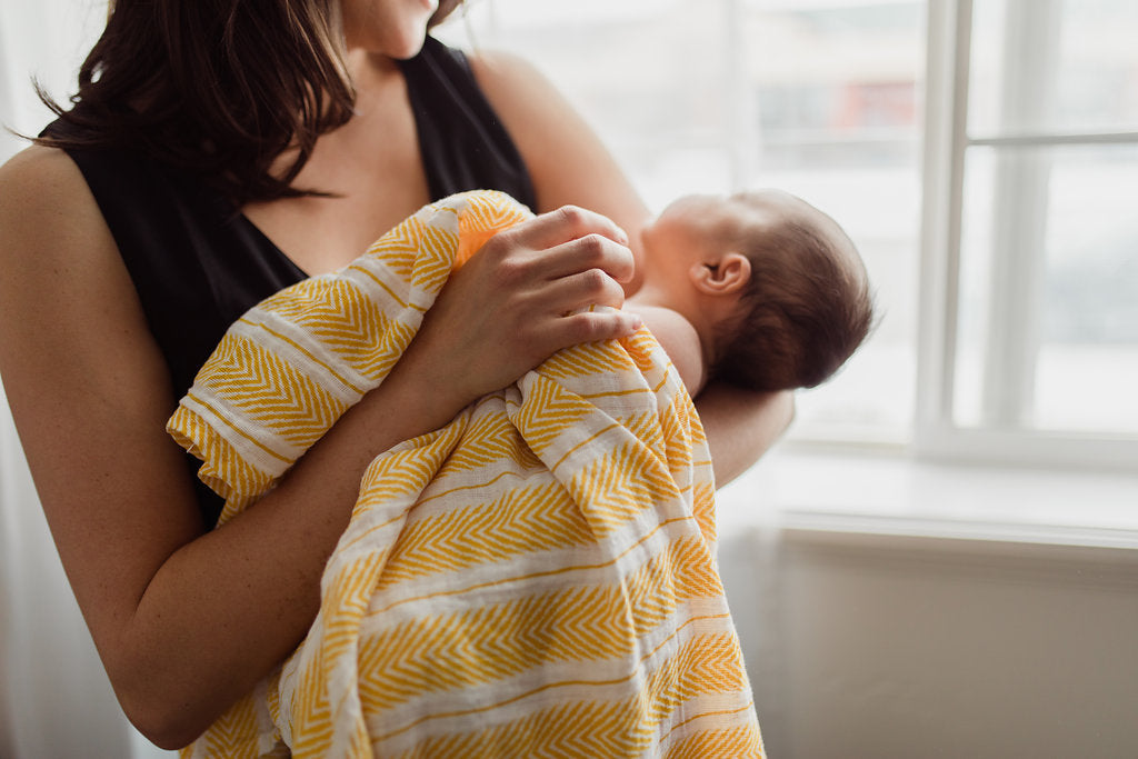 MUSTARD HERRINGBONE SWADDLE - Tnee's