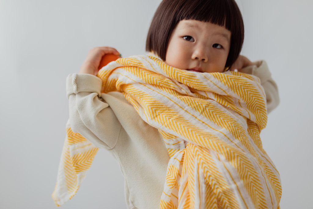 MUSTARD HERRINGBONE SWADDLE - Tnee's