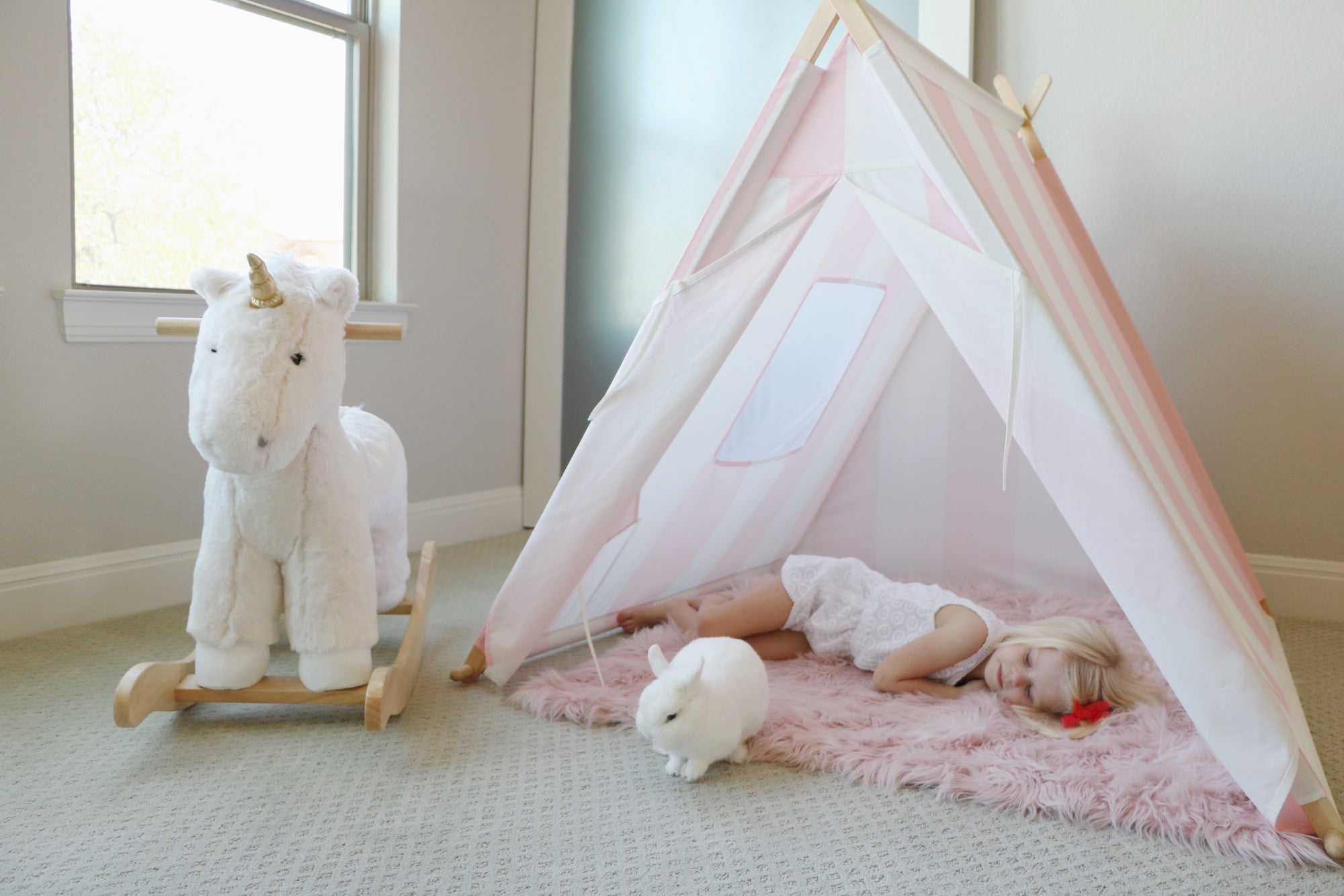 Pink/White Striped Tnee's A-frame Tent - Tnee's