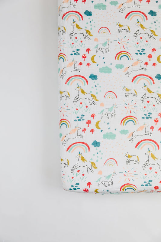 Unicorn and Rainbow Crib Sheet - Tnee's